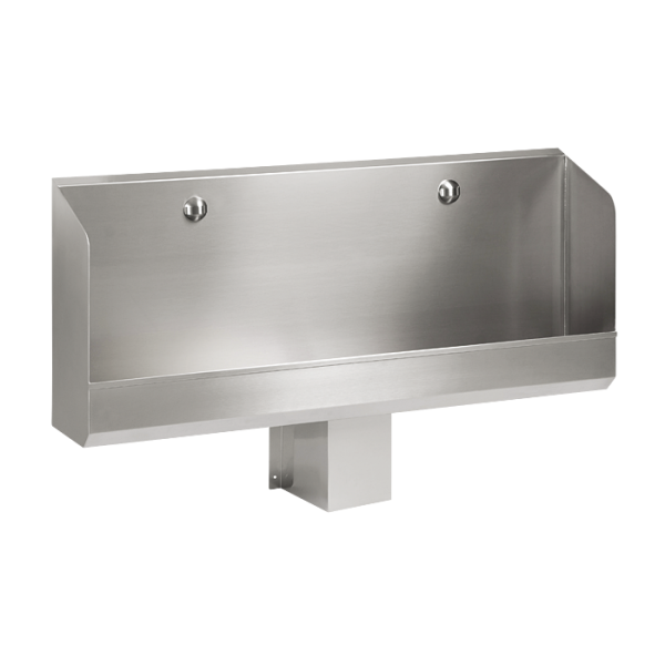 Stainless steel wall-mounted urinal trough WITHOUT electronics, 1200 mm